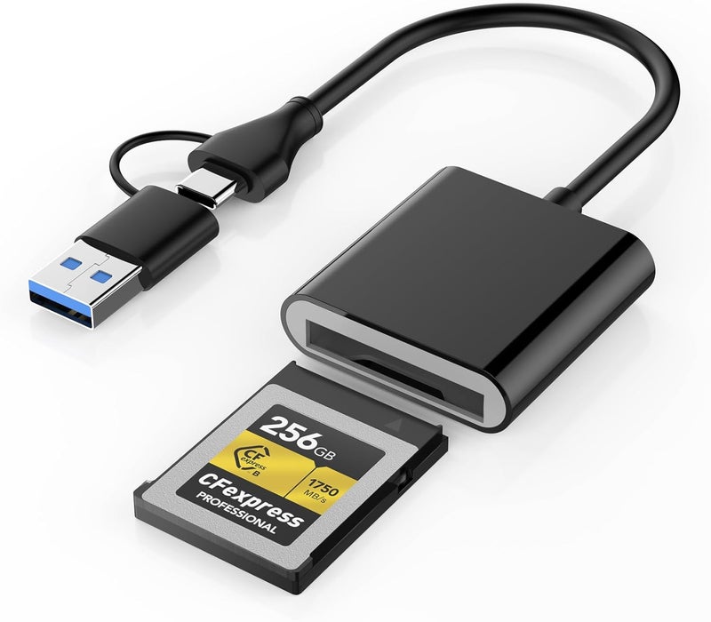 Rocketek CFexpress Type B Card Reader with USB 3.2 (Gen 2) 10Gbps, USB-C&USB-A 2-in-1 Type B CFexpress Adapter, Compatible with Windows/Mac/Linux/Android, for iPhone 16/15, Laptops, Tablets, Smartphones New - Image 1